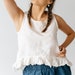 LINEN TANK TOP with ruffle edge, linen crop top, linen top, white top for women, linen sleeveless tops, white sleeveless shirt for women