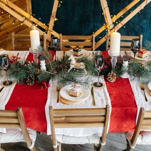 LINEN TABLECLOTH CHRISTMAS and linen table runners, tablecloth rectangle, Christmas gift, holiday tablecloth, table linen, red tablecloth