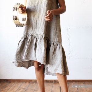 LINEN TUNIC DRESS linen dress women, maxi dress linen, white linen dress, womens linen dress, yellow linen dress, gray linen dress, Len.Ok image 1