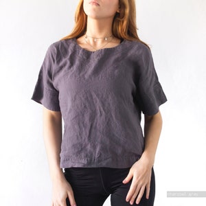 maglietta in lino, top in lino da donna, top in lino rosa, top in lino grigio, top in lino blu, top in lino giallo, top in lino nero, top in lino bianco, LenOk