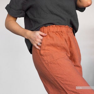 LEINENHOSE / Leinen Culottes Leinen Kleidung / Leinen Frau Kleidung / Leinen Hose für Frau / Leinen Hose für Frau / Pyjama Set Frau Geschenk Bild 1