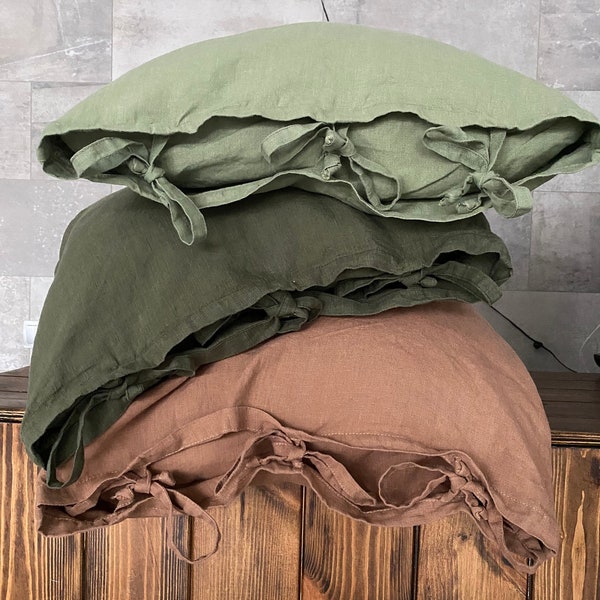 100% LINEN Pillow Covers with ties, any size is available. 31 colors.