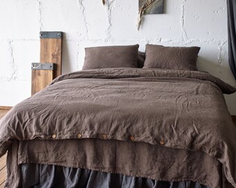 Brown Linen Duvet Etsy