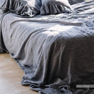 Linen FLAT SHEET, linen bed sheet, custom size linen bedding, stonewashed hand made linen bedding, Twin, Full, Queen, King flat sheet image 4
