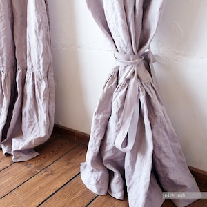 Custom Linen Curtain Panel with Rod Pocket & Ruffle Header image 9