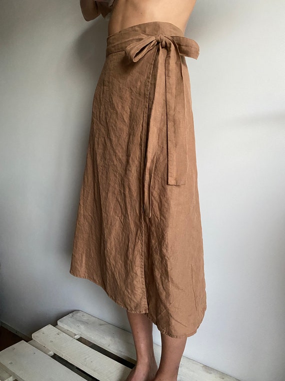 Linen Wrap Skirt, High Waisted Skirt, Natural Linen Skirt for