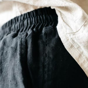 Handgjorda linnebyxor: Byxor med resår i midjan, plus size bild 8