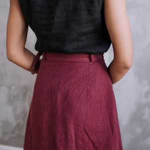 Wrap Skirt Linen with ties. Mid-calf length. Purple skirt, black skirt, green skirt, many colors are available image 10