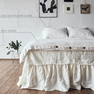 DUVET COVER linen / CUSTOM sizes / quilt 100% linen bedding set / tour de lit duvet cover / king twin queen / stonewashed linen quilt LenOk image 7