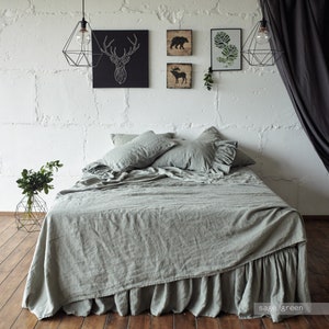 Linen FLAT SHEET, linen bed sheet, custom size linen bedding, stonewashed hand made linen bedding, Twin, Full, Queen, King flat sheet image 9
