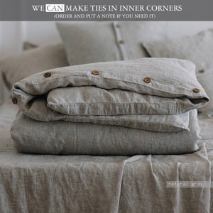 Linen DUVET COVER or SET vintage quilt comforter set, queen size quilt, duvet cover queen, white duvet cover, grey duvet cover, organic flax image 5