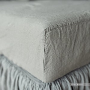 Linen FITTED SHEET in Queen, King fitted sheet Linen bedding by Lenoklinen stonewashed and soft. Twin Queen Double Full image 2