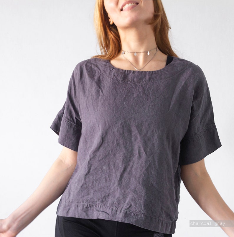 LINEN BLOUSE, linen top, linen shirt, womens t-shirt, linen clothing, linen shirt women, plus size shirt, oversized shirt, womens linen top image 8