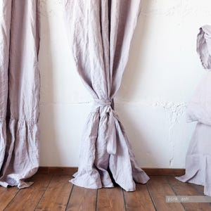 Custom Linen Curtain Panel with Rod Pocket & Ruffle Header image 1
