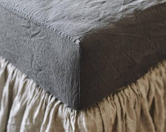 Stonewashed Linen Fitted Sheet: Queen, King, Twin, Full