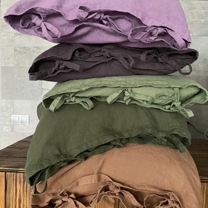 100% LINEN Pillow Covers with ties, any size is available. 31 colors. zdjęcie 2