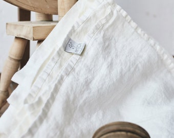 White Linen Flat Sheet: Queen/Full Size, Washed 100% Flax Linen