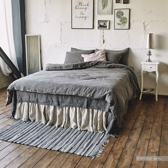 Linen Duvet Cover Or Set Vintage Quilt Comforter Set Queen Etsy