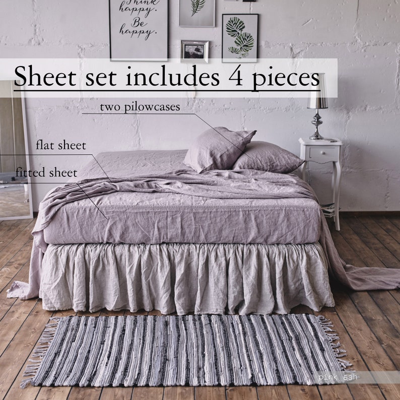 LINEN SHEETS linen sheet set pure linen sheets queen sheet set bed sheets king sheet set bedding set organic 100% flax Len.Ok image 9