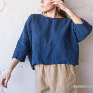 Oversized Linen Top: Women's Relaxed Fit with Pocket image 6