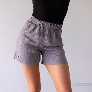 LINEN SHORTS WOMEN, natural linen shorts, linen shorts, womens linen shorts,pure linen wide shorts, Lenoklinen, 100% linen, linen shorts image 1