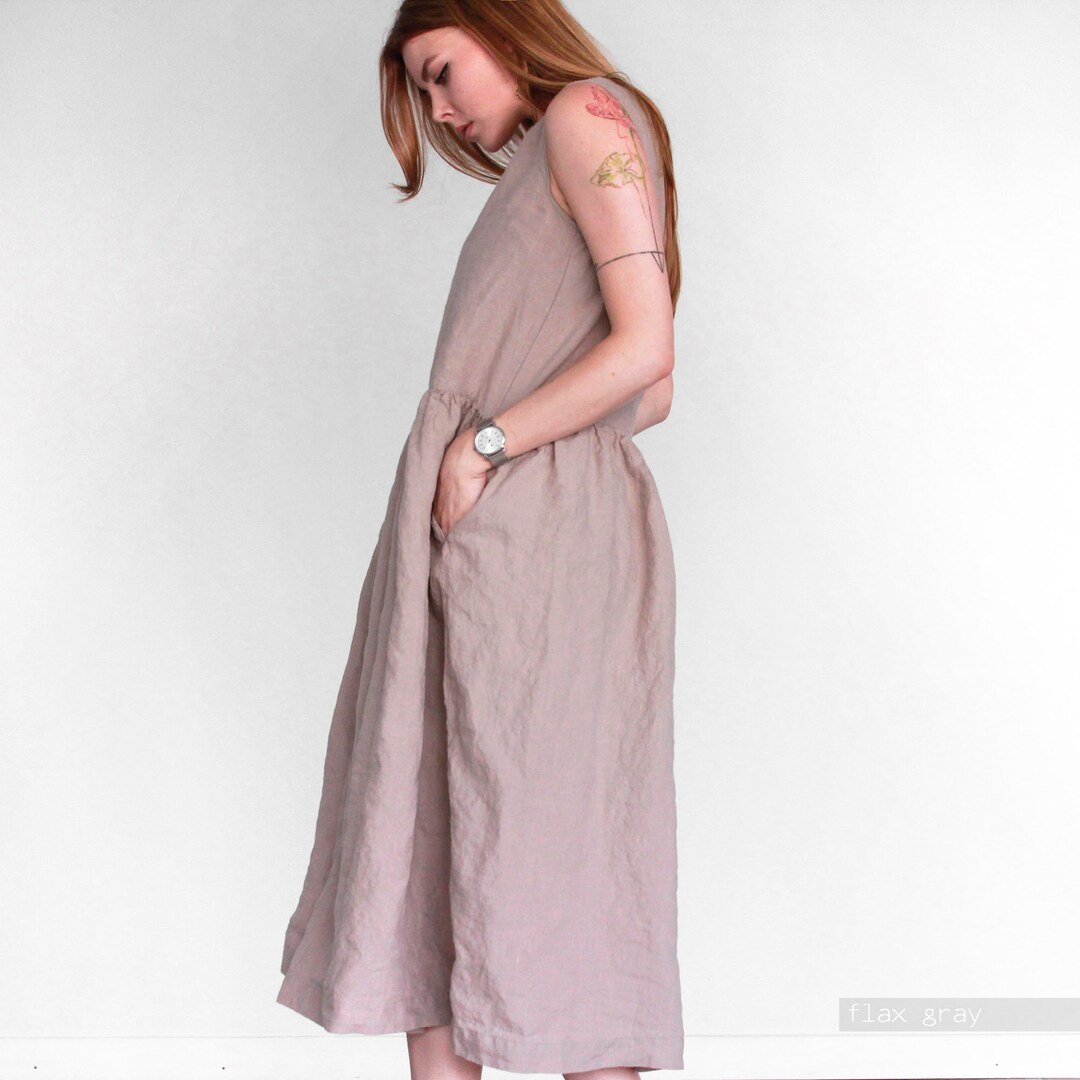sleeveless linen dress