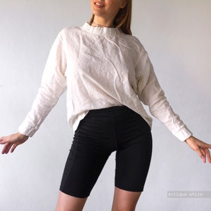 Blusa de linho feminina, blusas de linho femininas, blusa de linho feminina, blusas de linho para mulheres, blusas de linho de manga comprida, blusa de linho amarelo mostarda, linho rosa