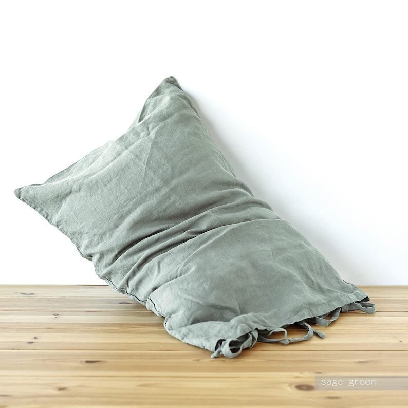 Linen Pillowcase with Ties: Stonewashed Organic Linen, Envelope Closure image 6