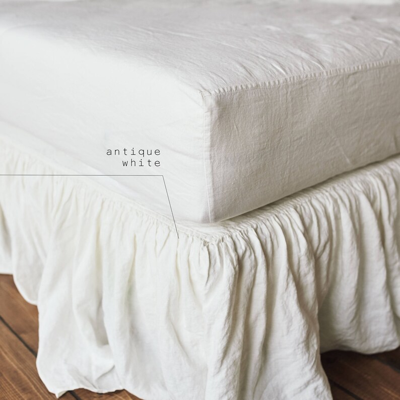 Linen Skirt Bed Bedskirt Dust Ruffle Drop Image 0