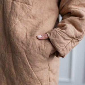 Linen fall coat linen coat with pockets linen coat with belt spring coat for women linen loose coat coat oversize image 8