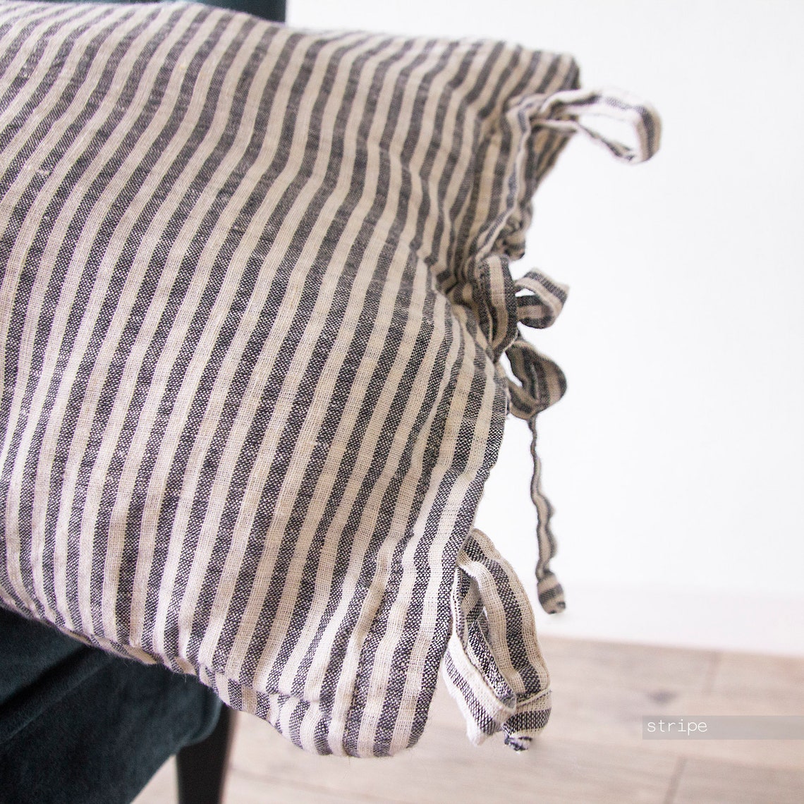 PILLOWCASE WITH TIES Washed Bow Tie Pillow Cover Linen Etsy