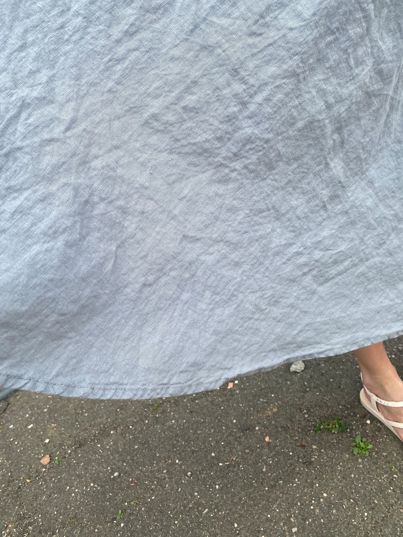 Linen a-line skirt with pockets, high waisted skirt women, linen skirt elastic waist image 10