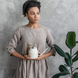 Linen dress with pockets Linen loose fit dress Linen midi dress image 6