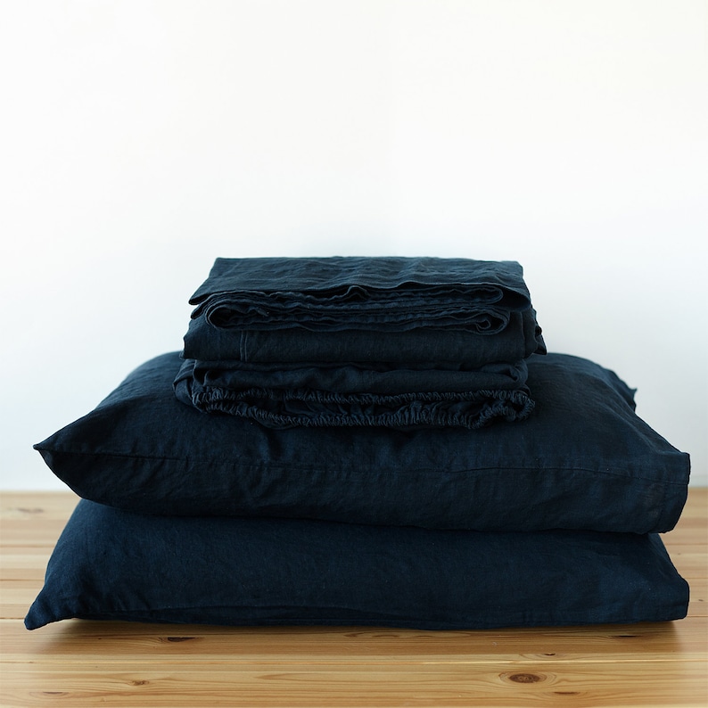 White, natural, or cinnamon color linen sheet set. US King 12”