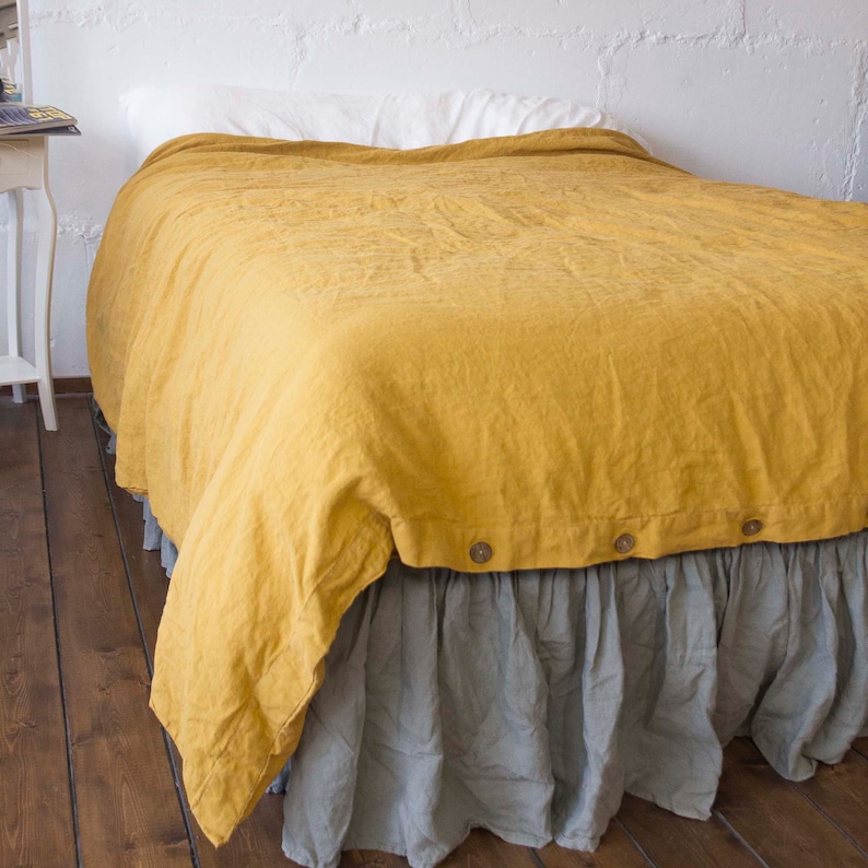 DUVET COVER linen / CUSTOM sizes / quilt 100% linen bedding set / tour de lit duvet cover / king twin queen / stonewashed linen quilt LenOk image 9