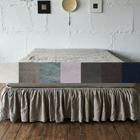 Linen Skirt Bed Bedskirt Queen Image 0