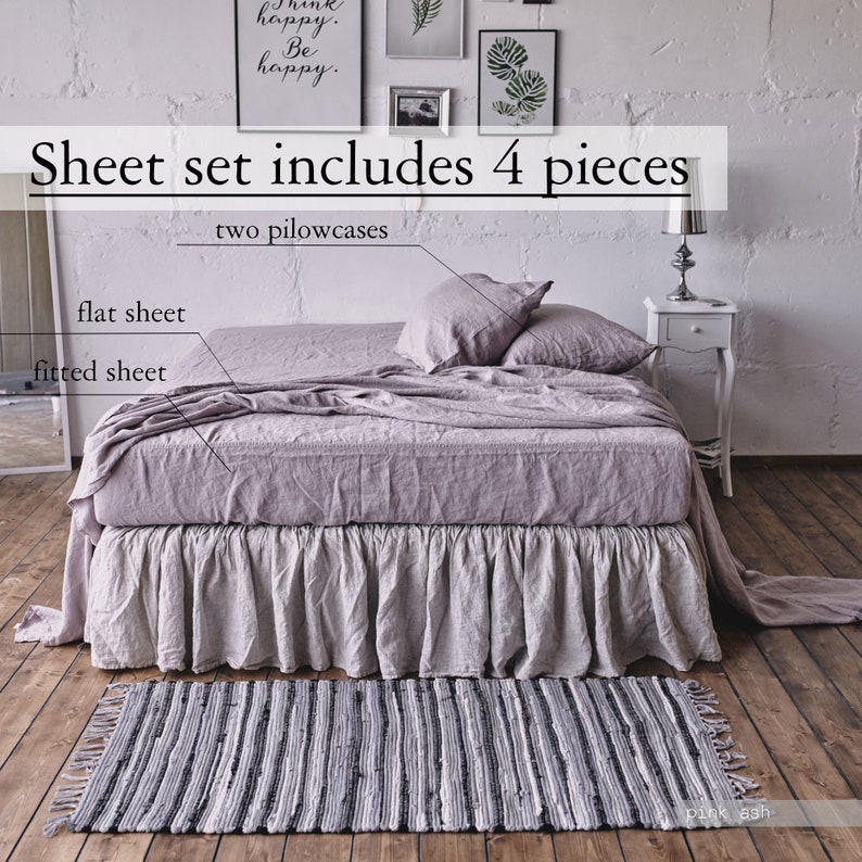LINEN SHEET SET king, queen sheets, twin bedding, double bedding, 100% lienn sheets handmade image 10