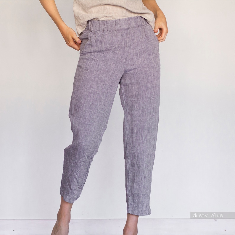 TROUSERS, regular pants, linen pants, wide leg pants, pajama pants, plus size high rise pants women, straight pants, linen for women, Len.Ok imagem 8