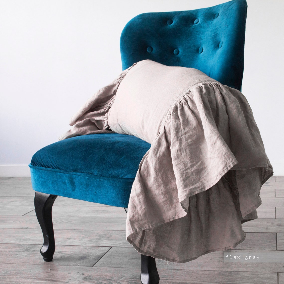 Linen Ruffle Bolster pillow cover long round cushion cover Etsy