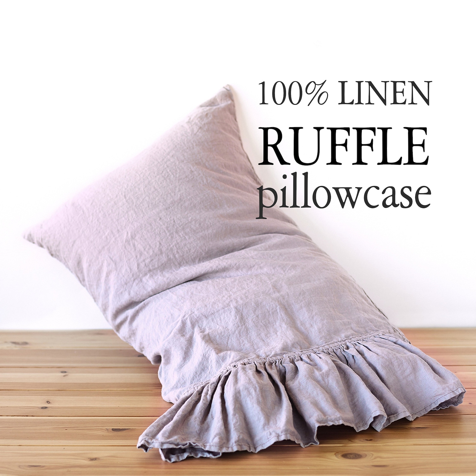 Linen PILLOW CASE With RUFFLES on One Side Stonewashed Soft Etsy