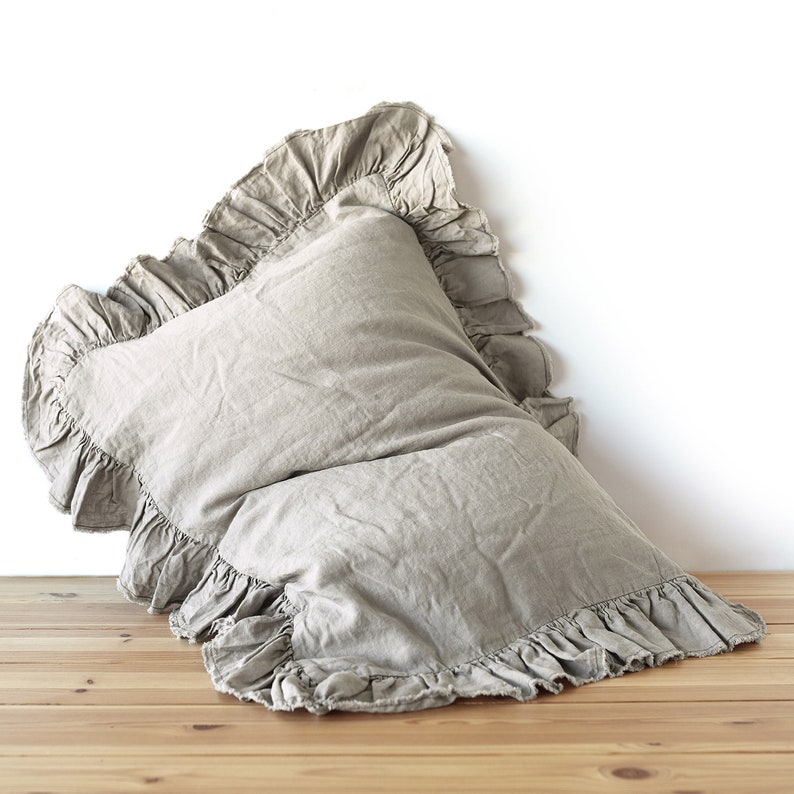 RUFFLED PILLOW SHAM With 4 Ruffle Raw Edge / Body Pillow Etsy