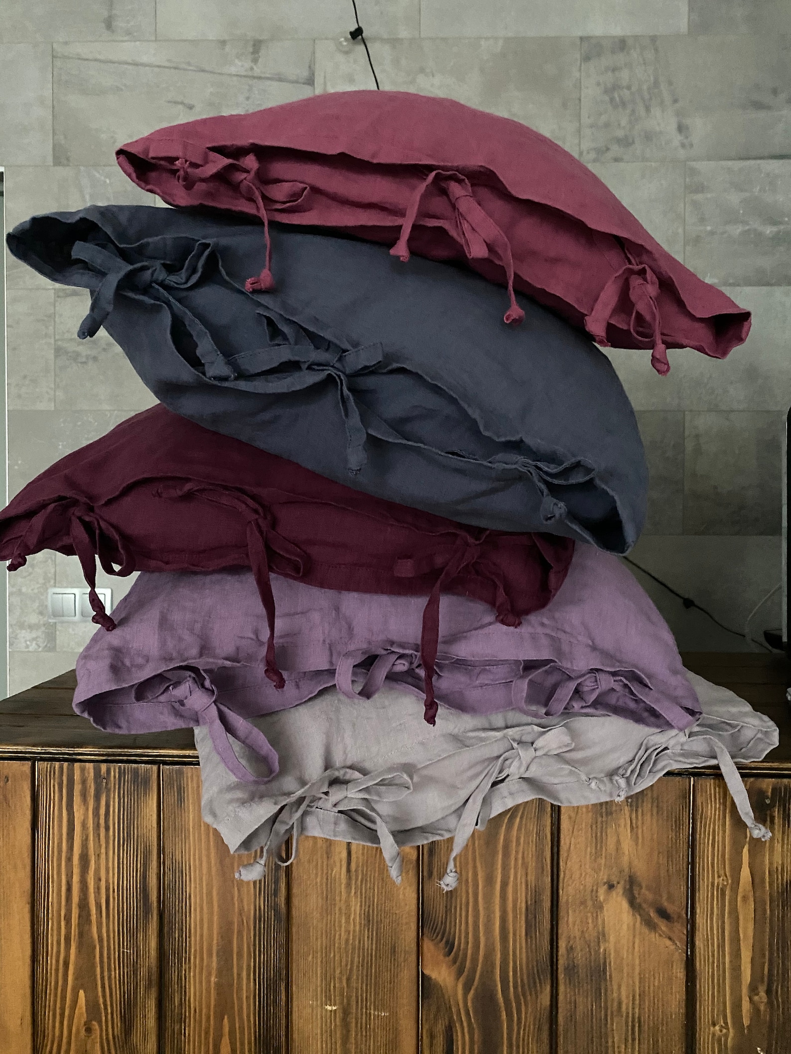 Linen PILLOW CASE With Ties Pillow Cases 16x16 Pillow Cases Etsy