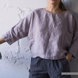 Oversized Linen Top: Women's Relaxed Fit with Pocket image 5