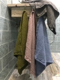 Waffle Linen Towels: Rough Washed Bath, Hand & Face Towel Set