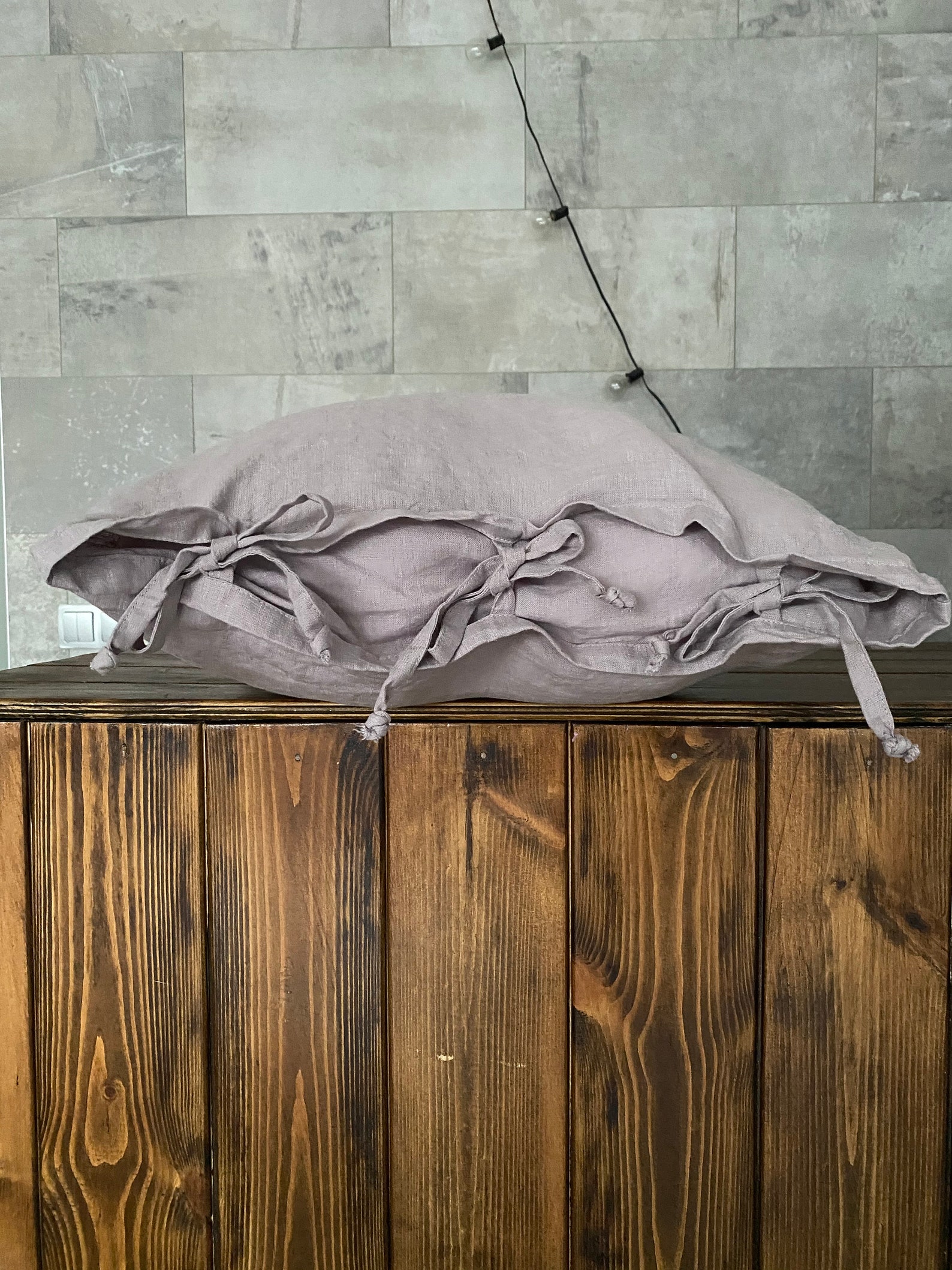 Linen PILLOW CASE With Ties Pillow Cases 16x16 Pillow Cases Etsy