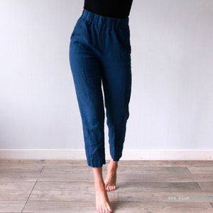 LINEN TROUSERS, womens high waisted trousers, high rise trousers, trousers women, 100% linen, high waisted trousers, highwaisted trousers image 7