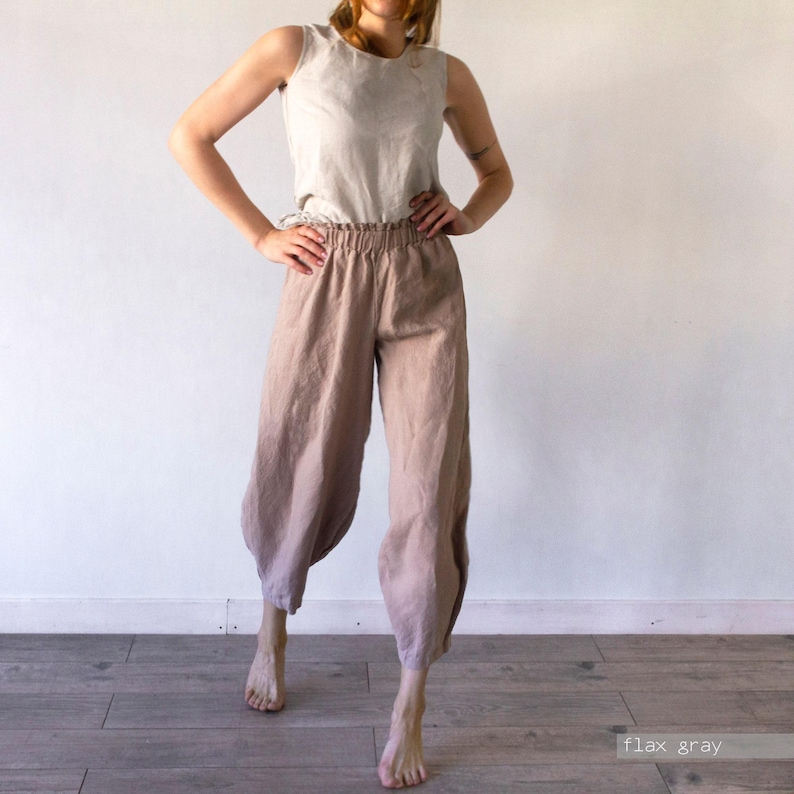 Linen Harem Pants: Unisex Baggy Yoga Pants image 9