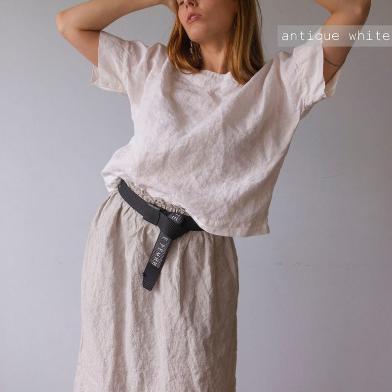 Oversized Linen Top: Short Sleeve White Shirt image 5
