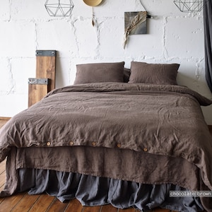 Linen DUVET COVER or SET housse de coulette Queen Twin Double Single Full King quilt linen bedding -  Queen Full Double King quilt cover