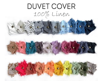 Handmade Stonewashed Linen Duvet Cover: Custom Sizes, Button Closure